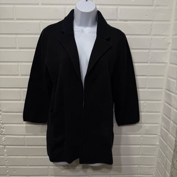 Quince NWT Organic Cotton Knit Blazer Sweater Cardigan Black XS - Picture 4 of 16